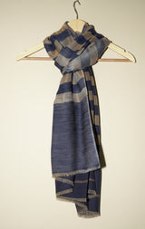 Pashmina Pure Wool Shawl – Dark Beige & Prussian Blue Blend