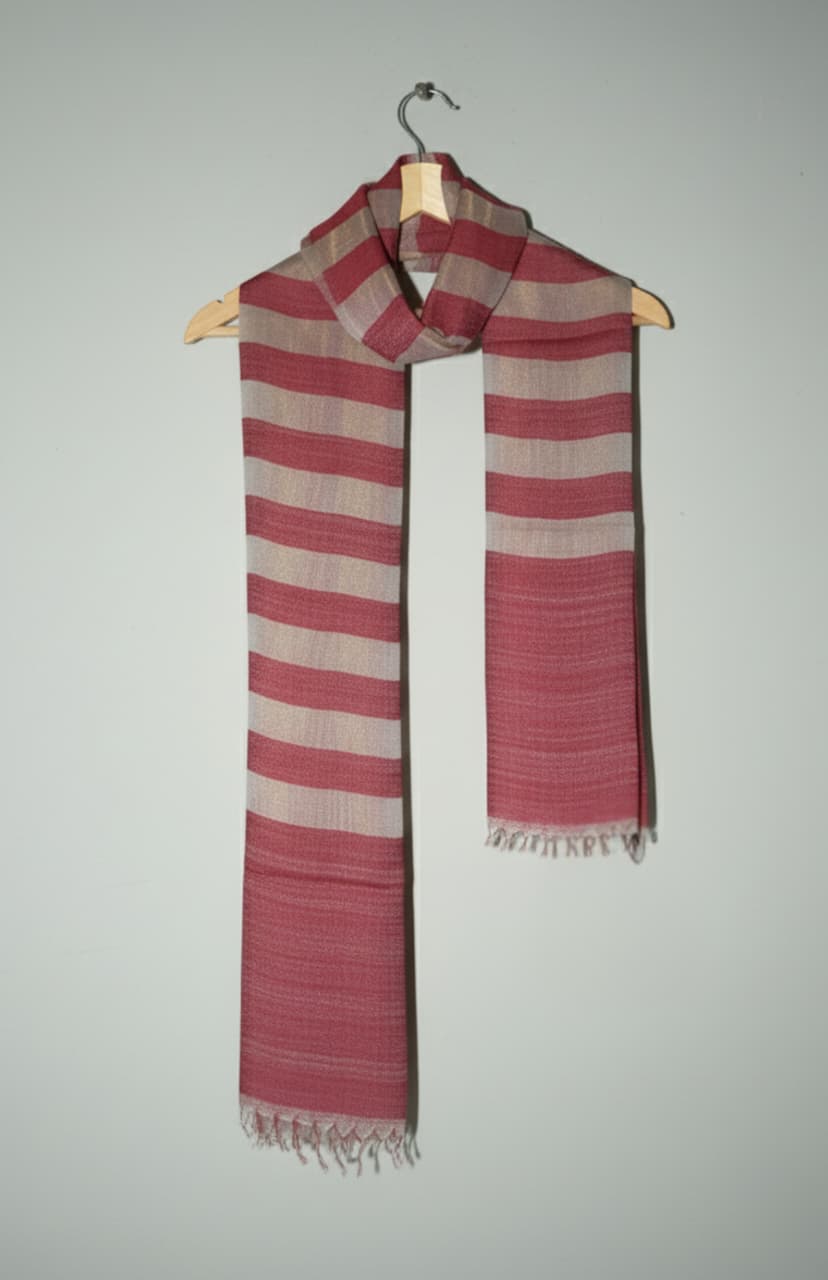 Pashmina Pure Wool Shawl – Dark Beige & Red