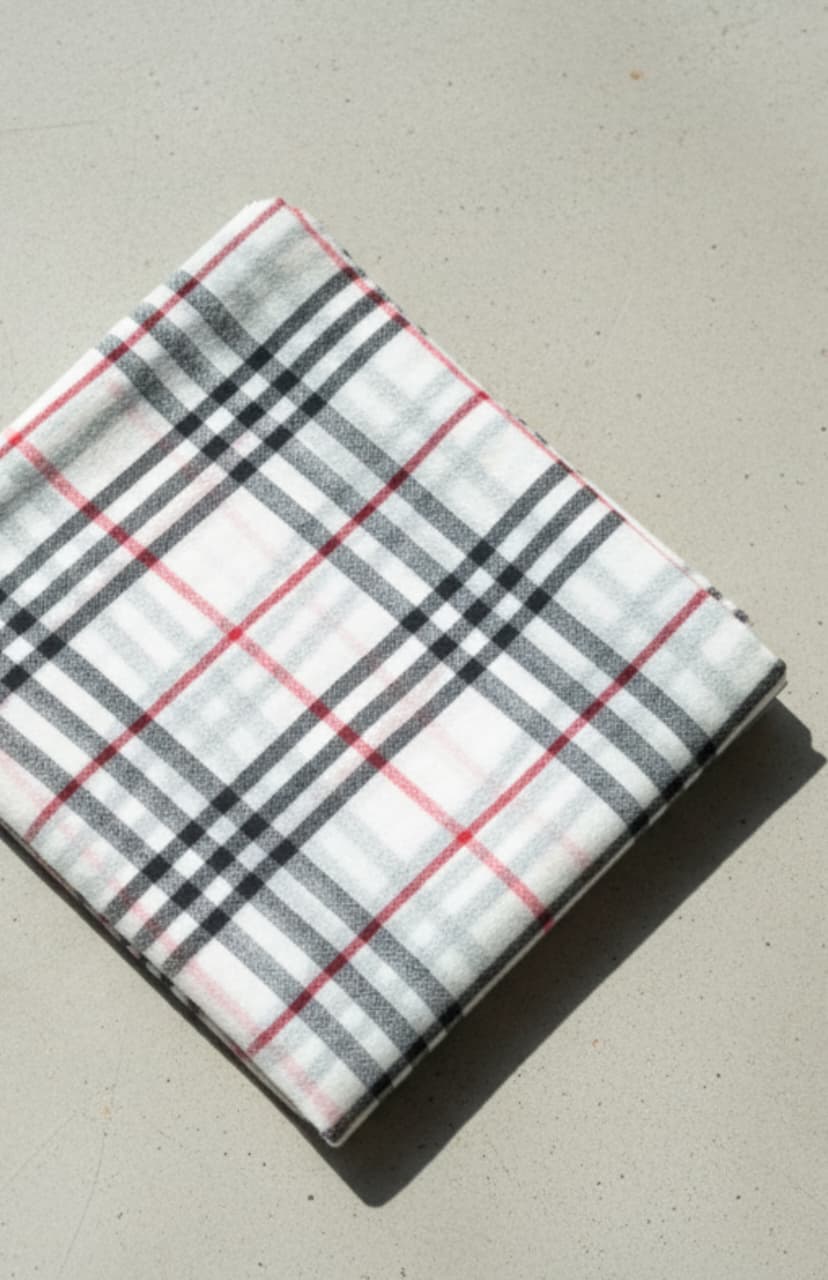 Pashmina Pure Wool Shawl – White with Checks