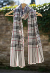 Pashmina Pure Wool Shawl – White with Checks