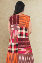 Patch Work Ikat Pure Cotton A-Line Dress