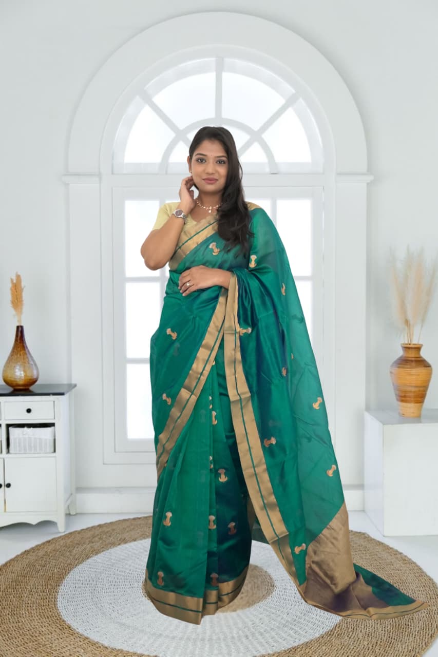 Pure Silk ChanderiSaree | Traditional Handloom Weave