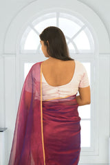 Pure Silk Chanderi Saree | Premium Shimmer Saree with Blouse Piece