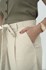 Straight Fit 100% Cotton khadi Single Pleates With Knote