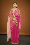 Maheshwari Full Tissue Saree – Hot Magenta | Glossy Metalic Weave