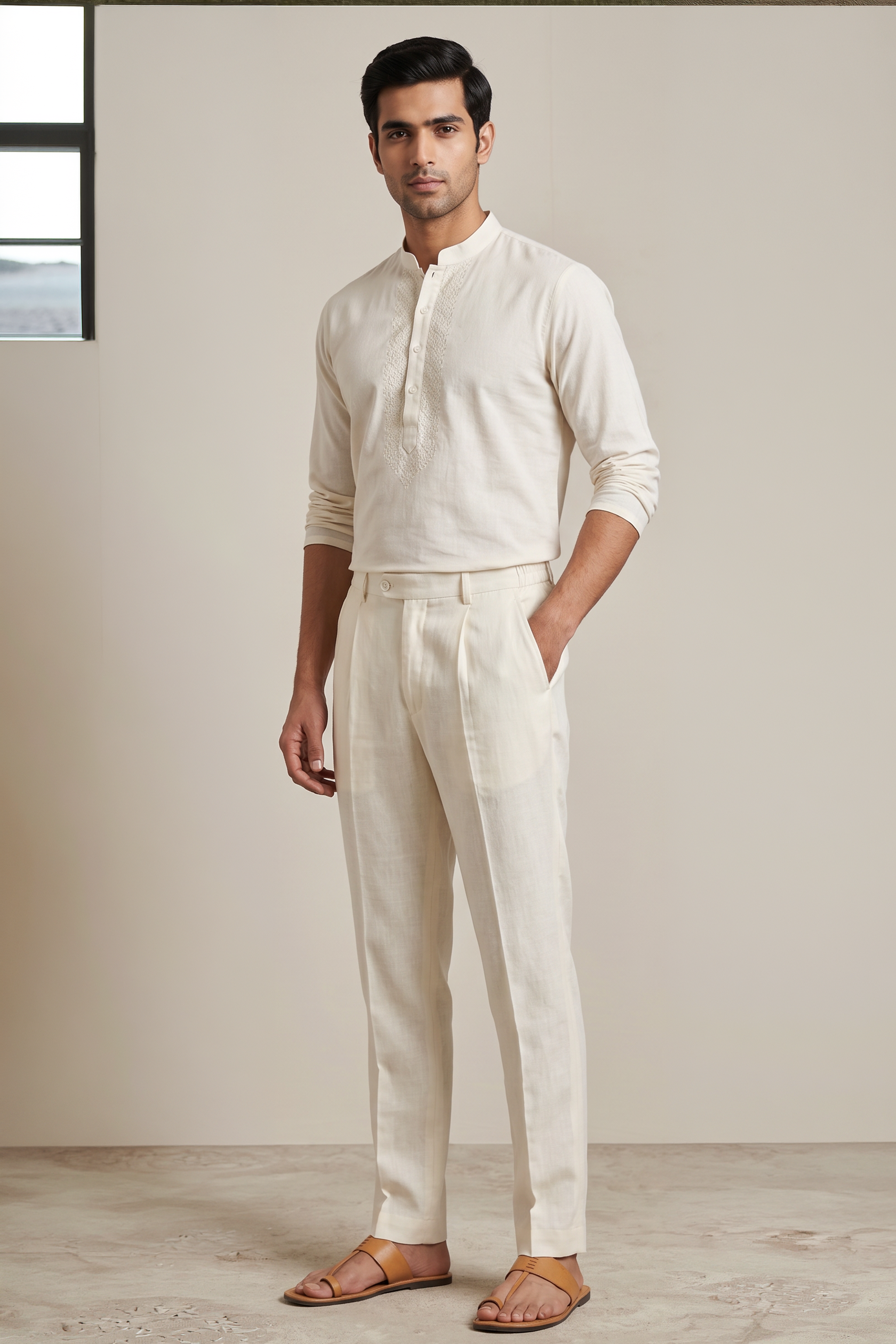 Blended Linen Cotton Trouser