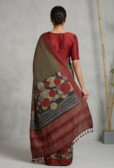 Pure Kosa Silk Saree with Hand Kantha Work