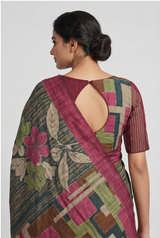 Pure Kosa Silk Saree with Hand Kantha Work