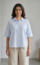 Women's Seersucker Cotton Oversized Top