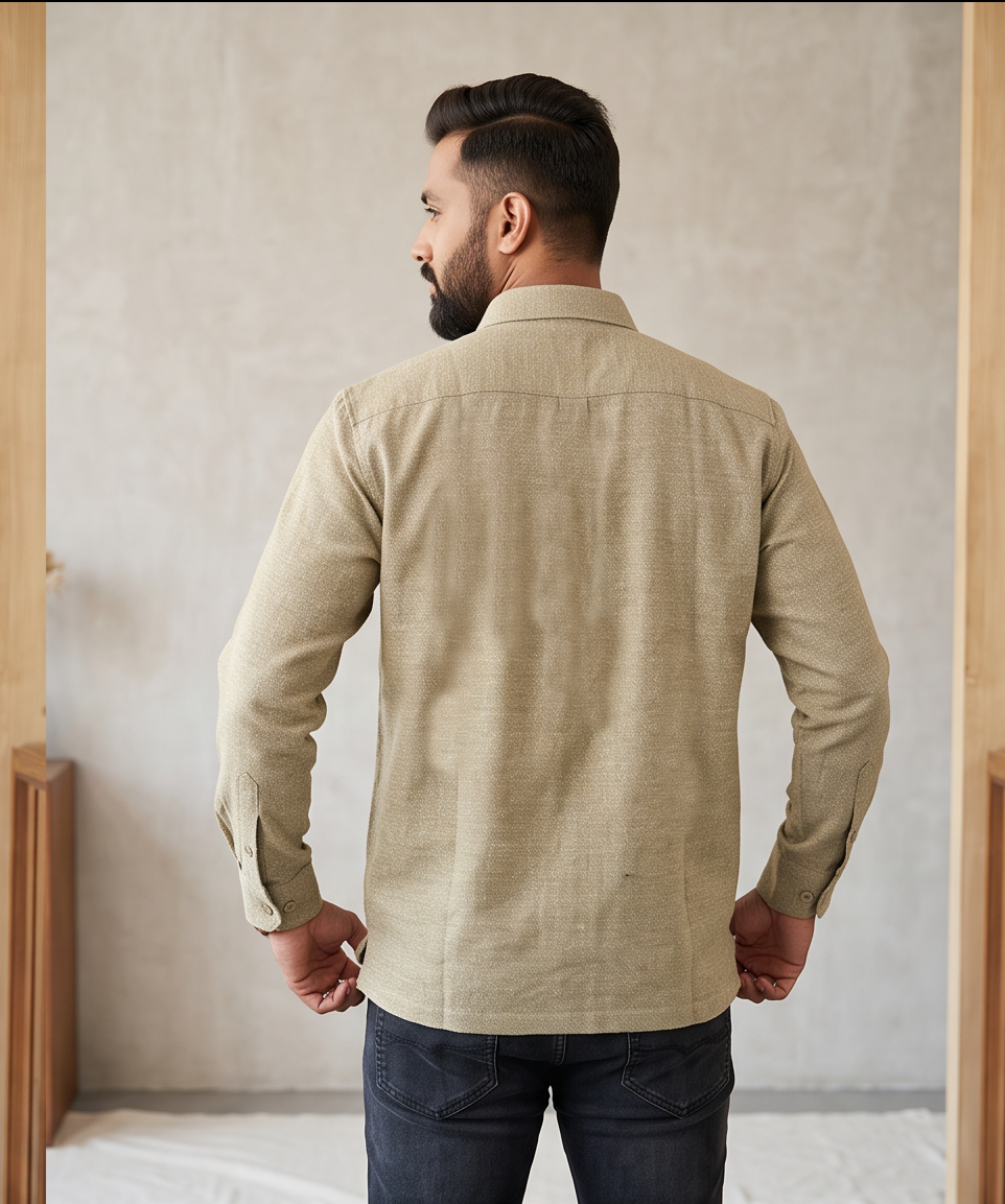 Men'sDindoriCotton Khadi Double Pocket Regular Fit Shirt