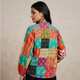 Women's Chanderi Printed Patchwork Jacket