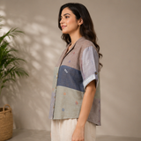 Women's Jamdani Cotton Color Block Jacket