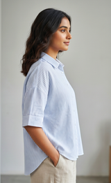Women's Seersucker Cotton Oversized Top