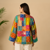 Women's Chanderi Printed Patchwork Jacket