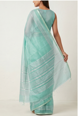 Maheshwari Cotton Silk Silver Tissue Saree