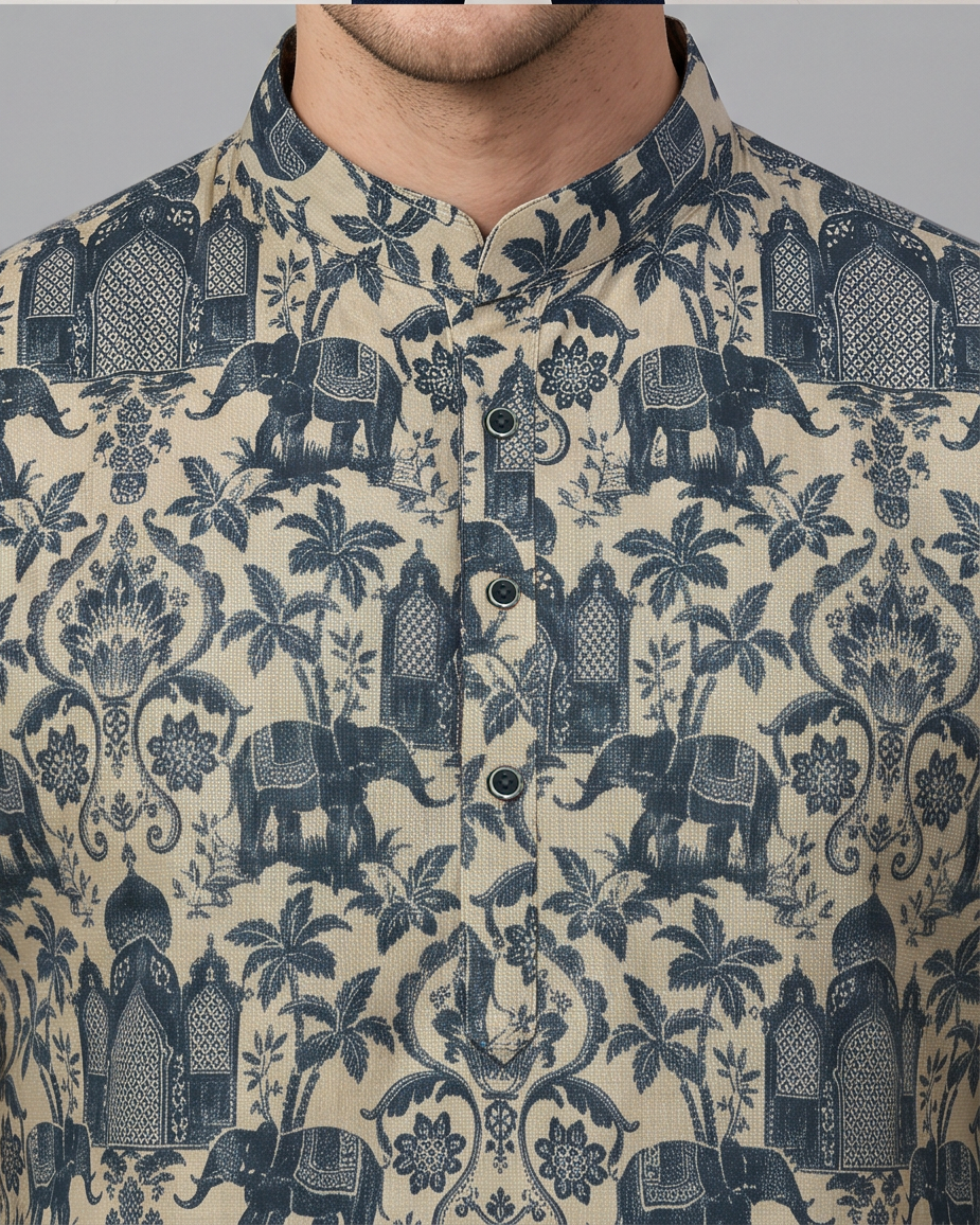 Premium Bamboo Silk Printed Kurta