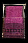 Elegant Rani Pink & Black Tribal Print Chanderi Cotton Silk Saree with Blouse Piece