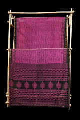 Elegant Rani Pink & Black Tribal Print Chanderi Cotton Silk Saree with Blouse Piece