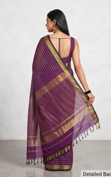 Maheshwari Cotton Silk Chatai Border Stripes Saree