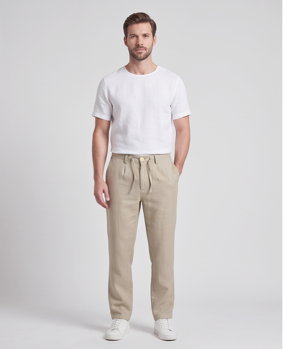 Pure Linen Cotton Drawstring Trouser