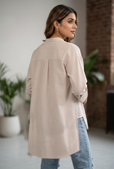 Pure Cotton Seersucker Oversized Shirt for Women