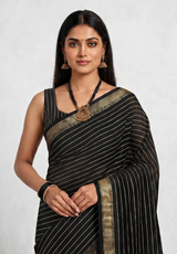 Maheshwari Cotton Silk Chatai Border Stripes Saree