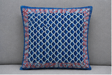 Blue Geometric Hand Block Print Cushion Cover