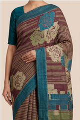 Pure Kosa Silk Saree with Hand Kantha Work