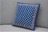 Blue Geometric Hand Block Print Cushion Cover