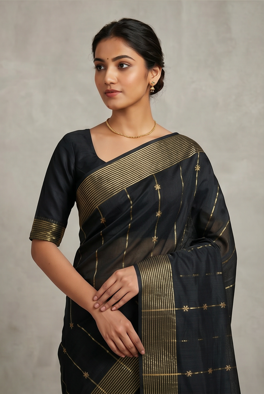 Maheshwari Cotton Silk Star Booti Tissue Saree