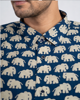 Men's Pure Cotton Elephant Print Shirt