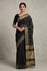 Maheshwari Cotton Silk Star Booti Tissue Saree