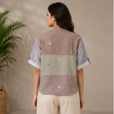 Women's Jamdani Cotton Color Block Jacket